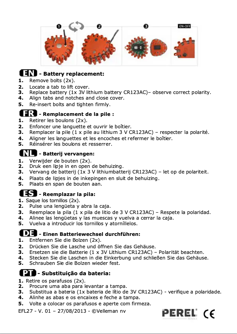 Imagen de la primera página del manual del dispositivo EFL27