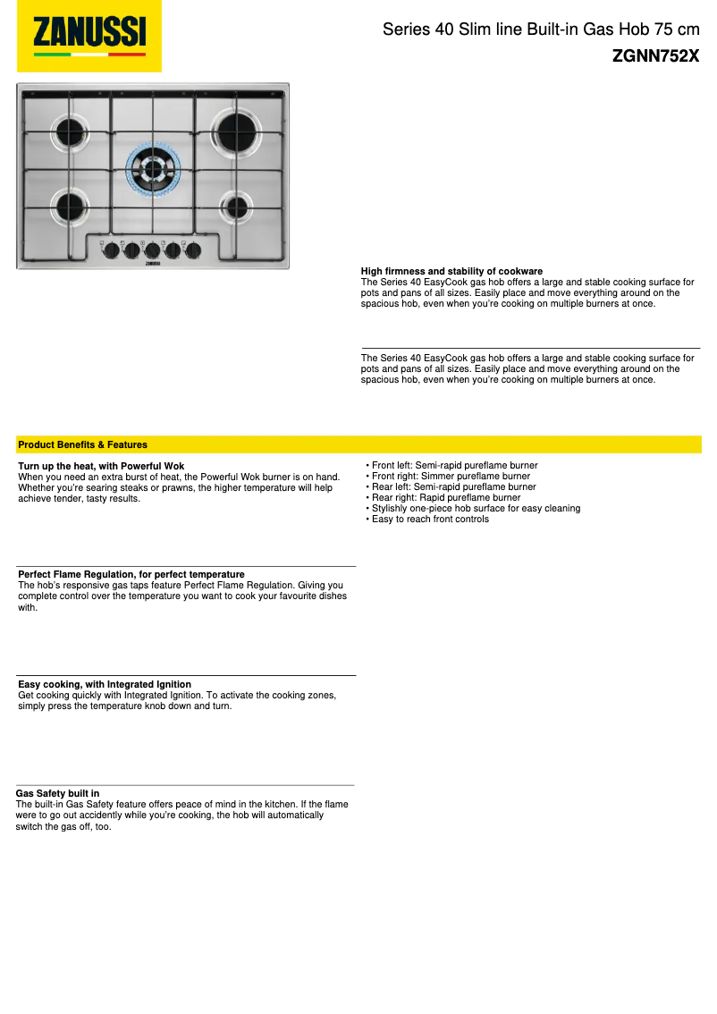 Image de la première page du manuel de l'appareil ZGNN752X