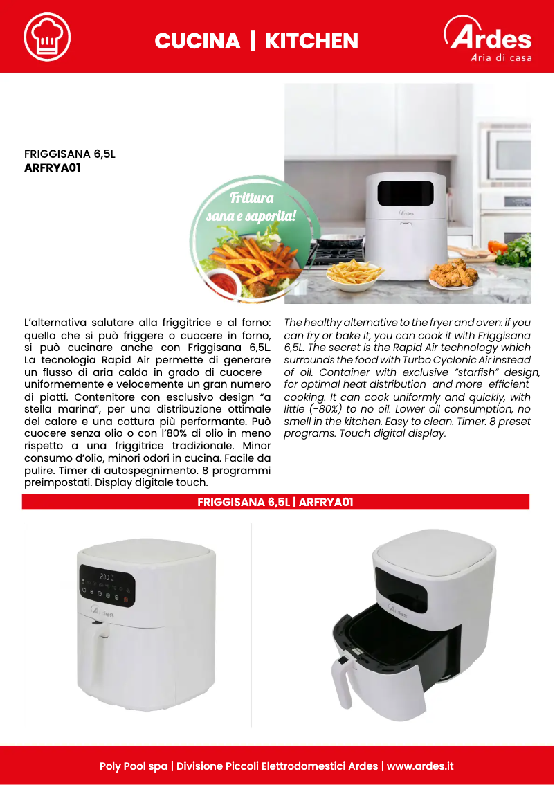 Page 1 de la notice Fiche technique Ardes ARFRYA01