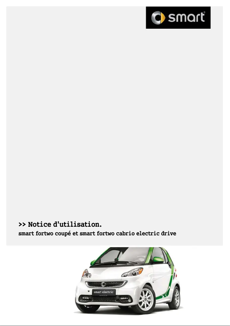 Page 1 de la notice Manuel utilisateur Smart Fortwo electric drive (2014)