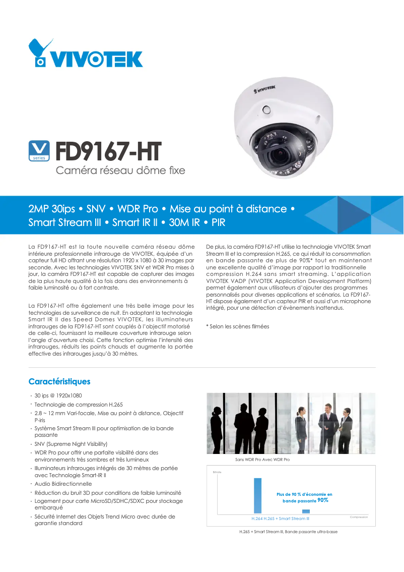 Page 1 de la notice Fiche technique Vivotek FD9167-HT-v2