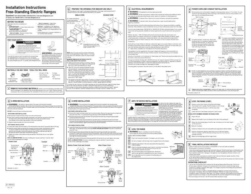 Page 1 de la notice Guide d'installation GE Adora Series JB745DFWW