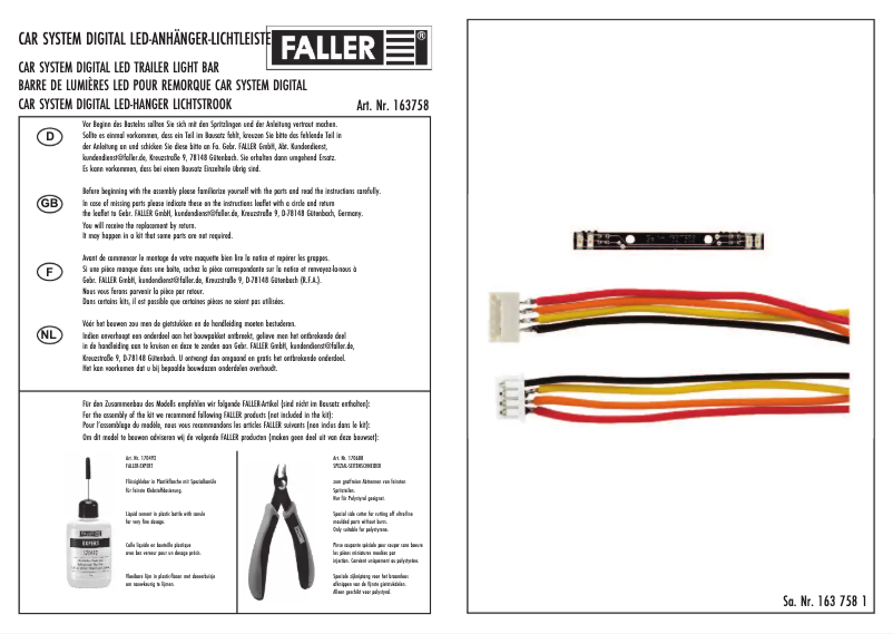 Page n°1 - Manuel utilisateur Faller 163758
