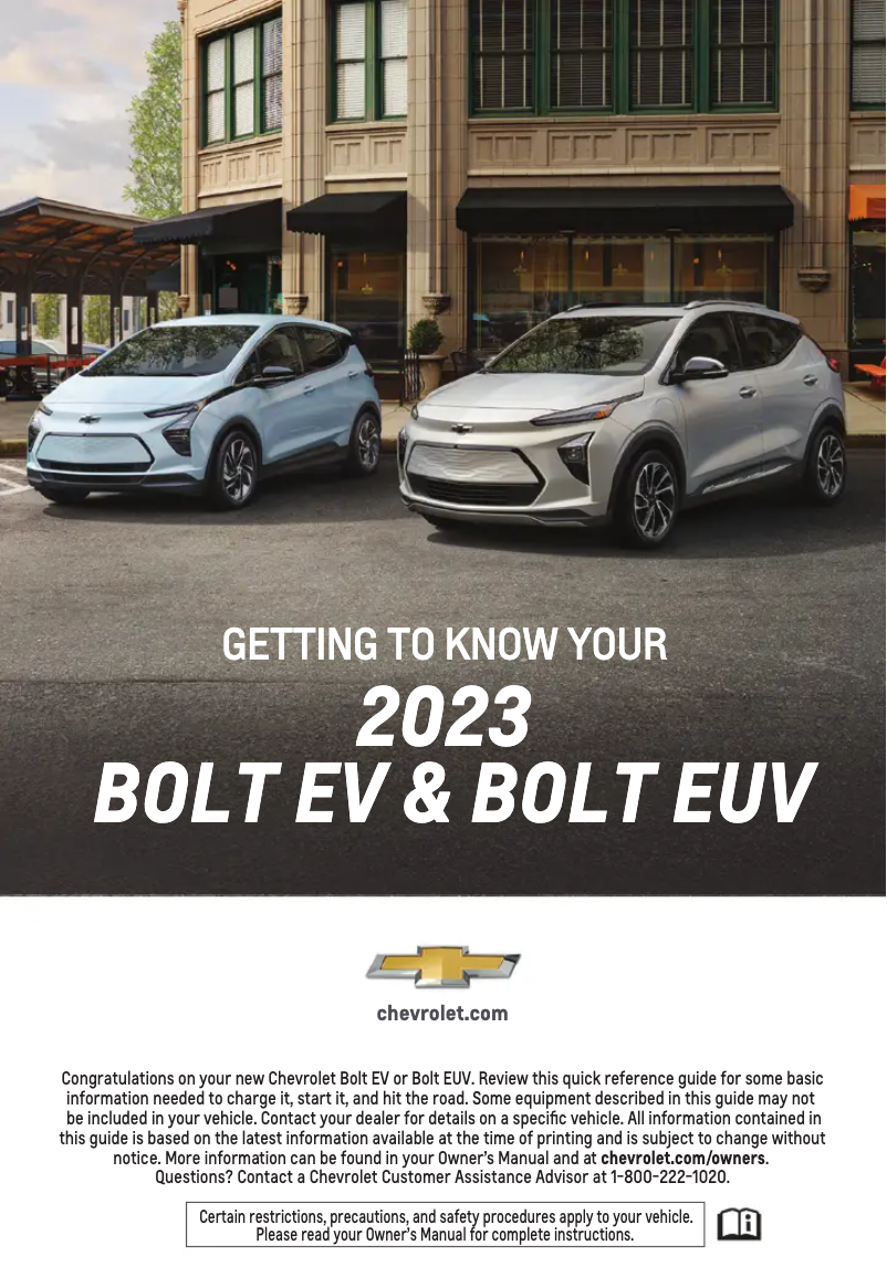 Page 1 de la notice Guide de démarrage rapide Chevrolet Bolt EV (2023)