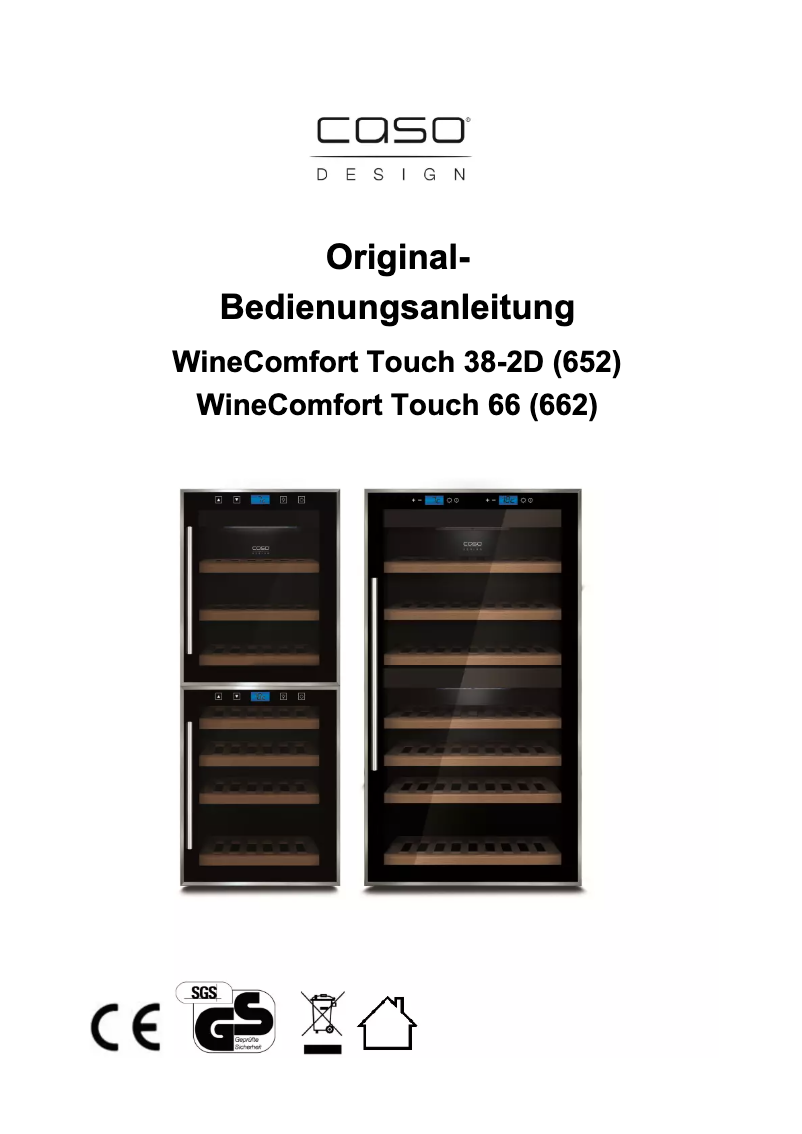 Page 1 de la notice Manuel utilisateur Caso WineMaster Touch 38-2D