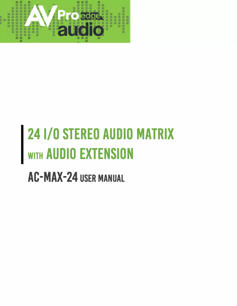 Page n°1 - Manuel utilisateur AVPro Edge AC-MAX-24