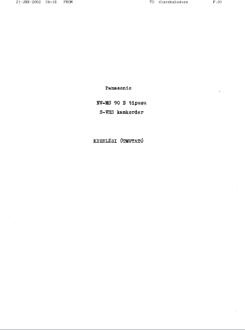 Page 1 de la notice Manuel utilisateur Panasonic NV-MS90
