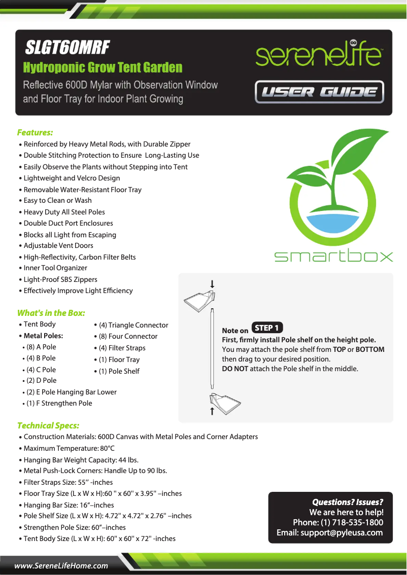 Page 1 de la notice Manuel utilisateur SereneLife SLGT60MRF