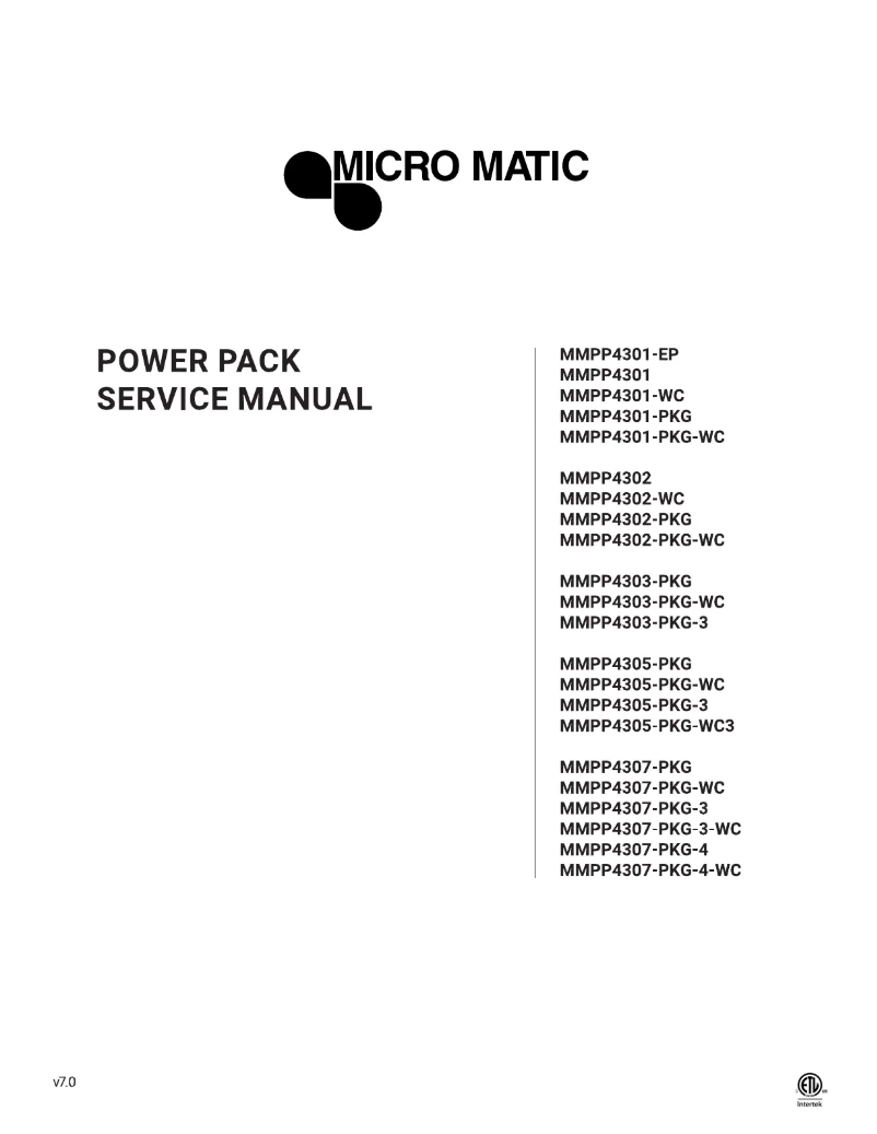 Page 1 de la notice Manuel utilisateur Micro Matic MMPP4307-PKG