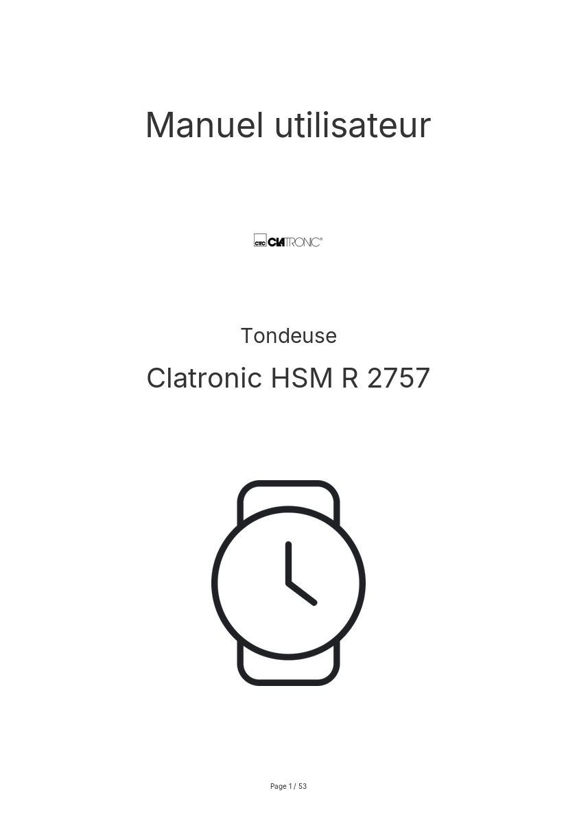 Page n°1 - Manuel utilisateur Clatronic HSM R 2757