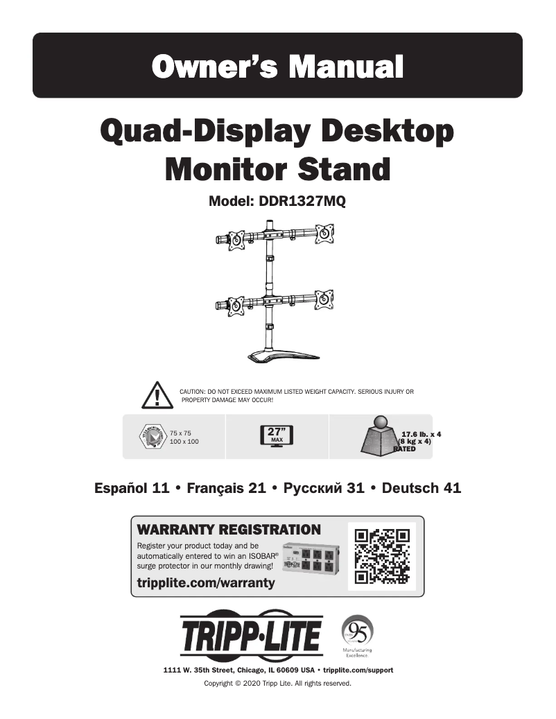 Page n°1 - Manuel utilisateur Tripp Lite DDR1327MQ