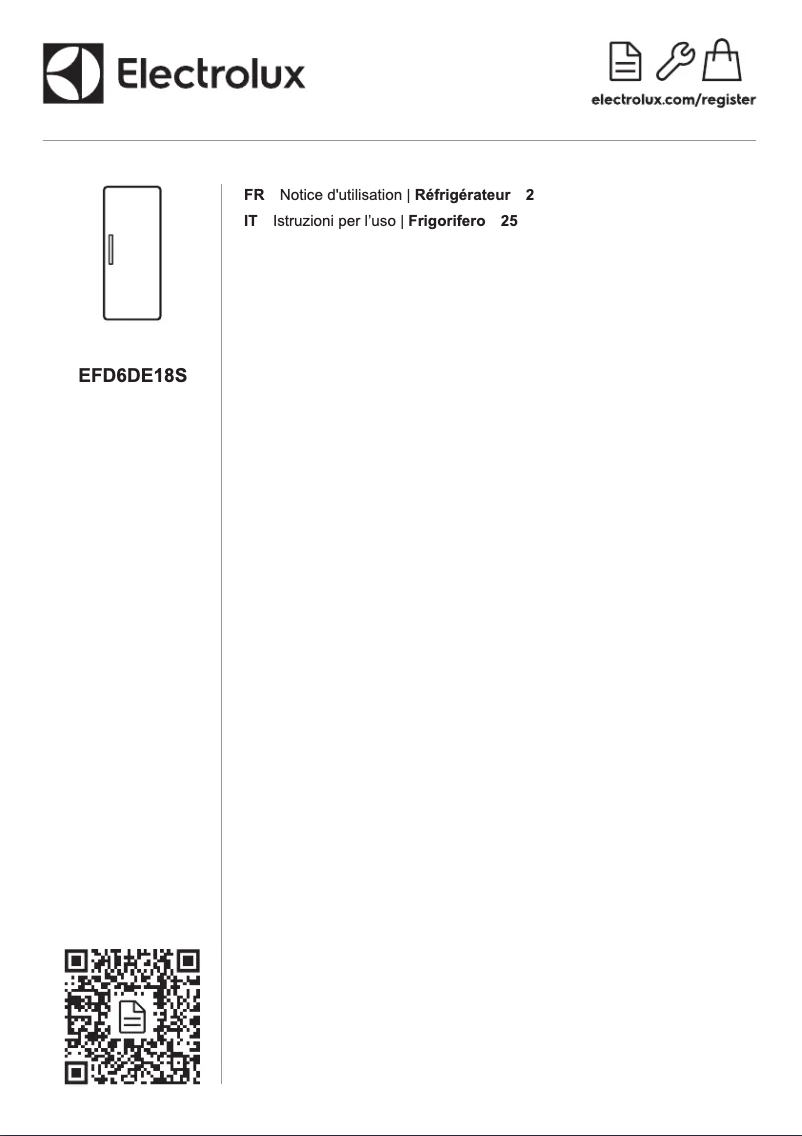 Page 1 de la notice Manuel utilisateur Electrolux EFD6DE18S