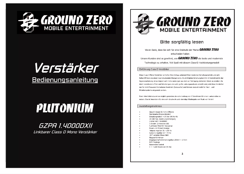 Imagen de la primera página del manual del dispositivo GZPA 1.4000DXII