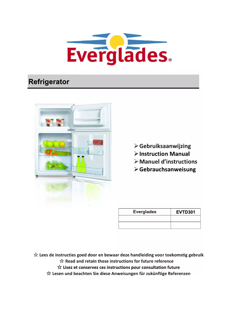 Page 1 de la notice Manuel utilisateur Everglades EVTD301