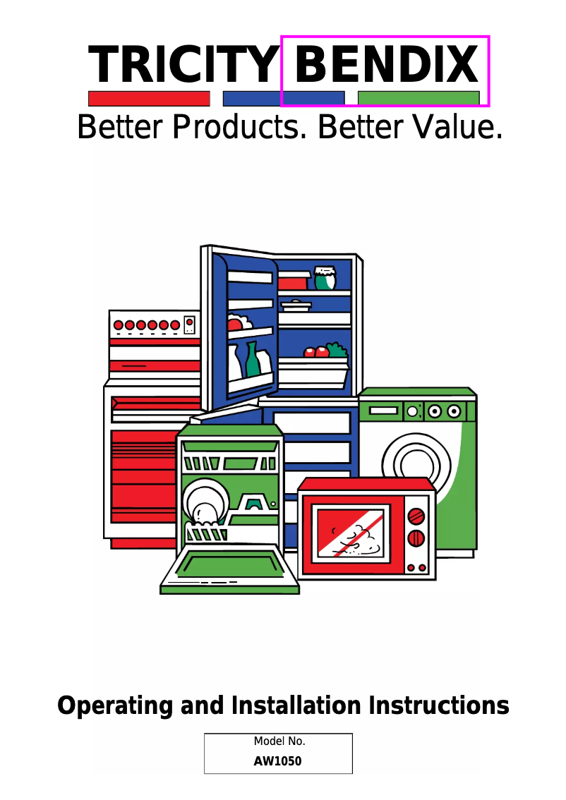Page 1 de la notice Manuel utilisateur Tricity Bendix AW 1050