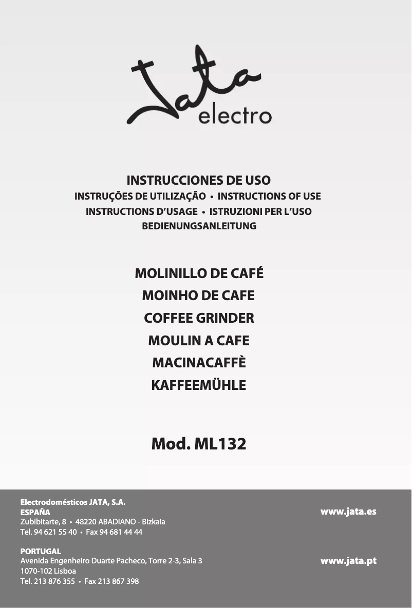 Page 1 de la notice Manuel utilisateur Jata ML132