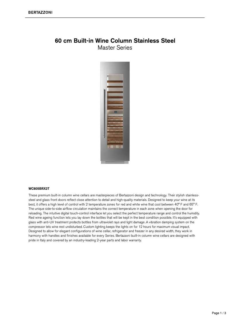 Image de la première page du manuel de l'appareil WC605BRX2T