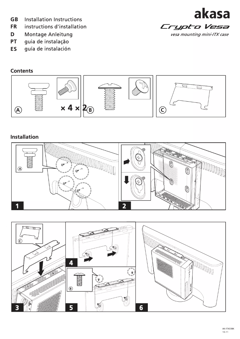 Page 1 de la notice Manuel utilisateur Akasa Crypto Vesa
