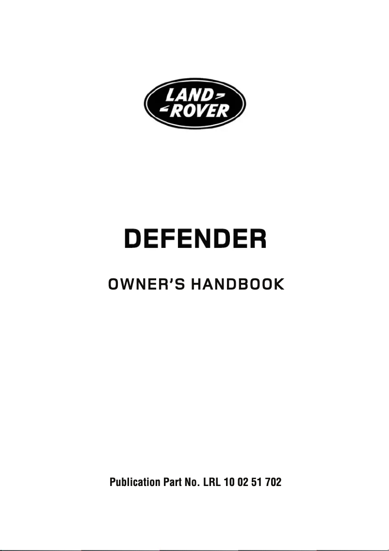 Page n°1 - Manuel utilisateur Land Rover Defender (2007)