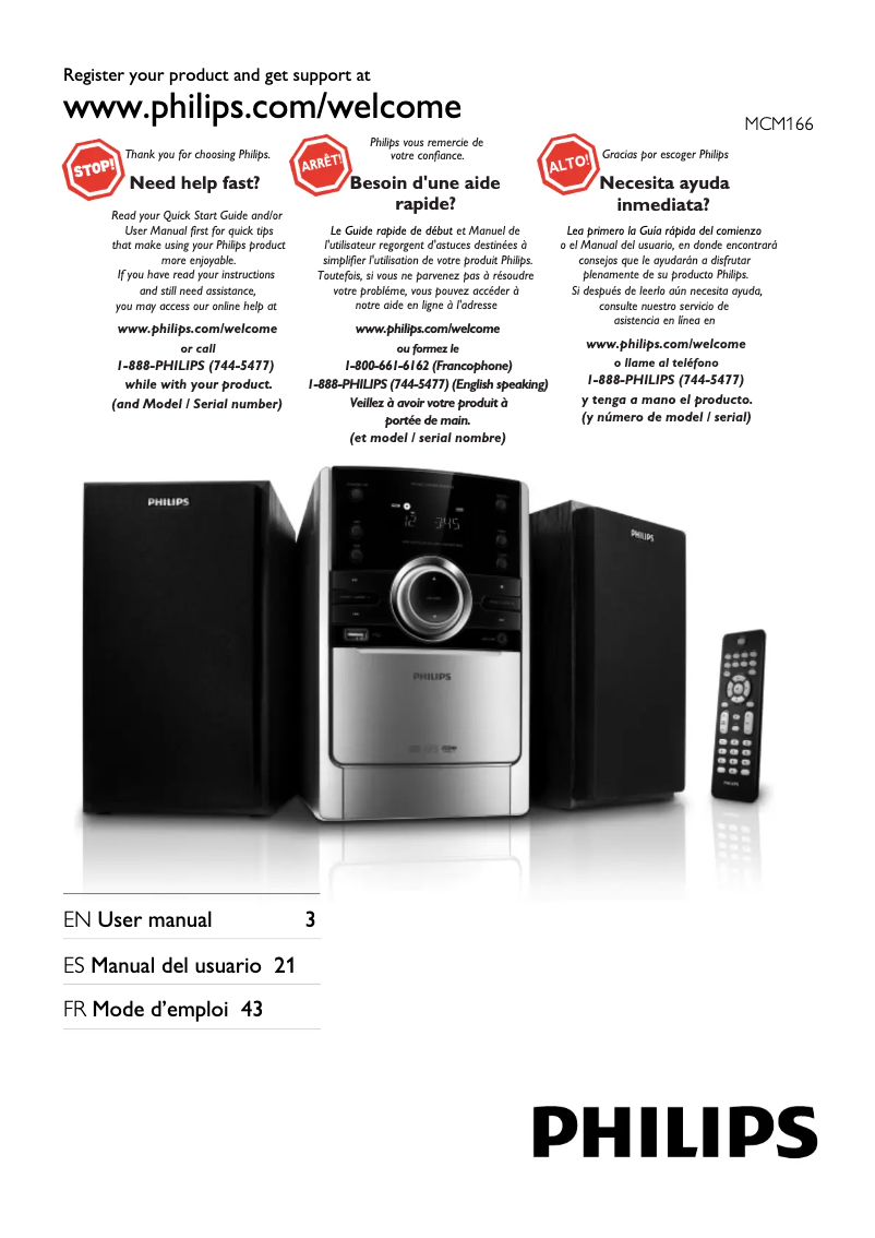 Page n°1 - Manuel utilisateur Philips MCM166