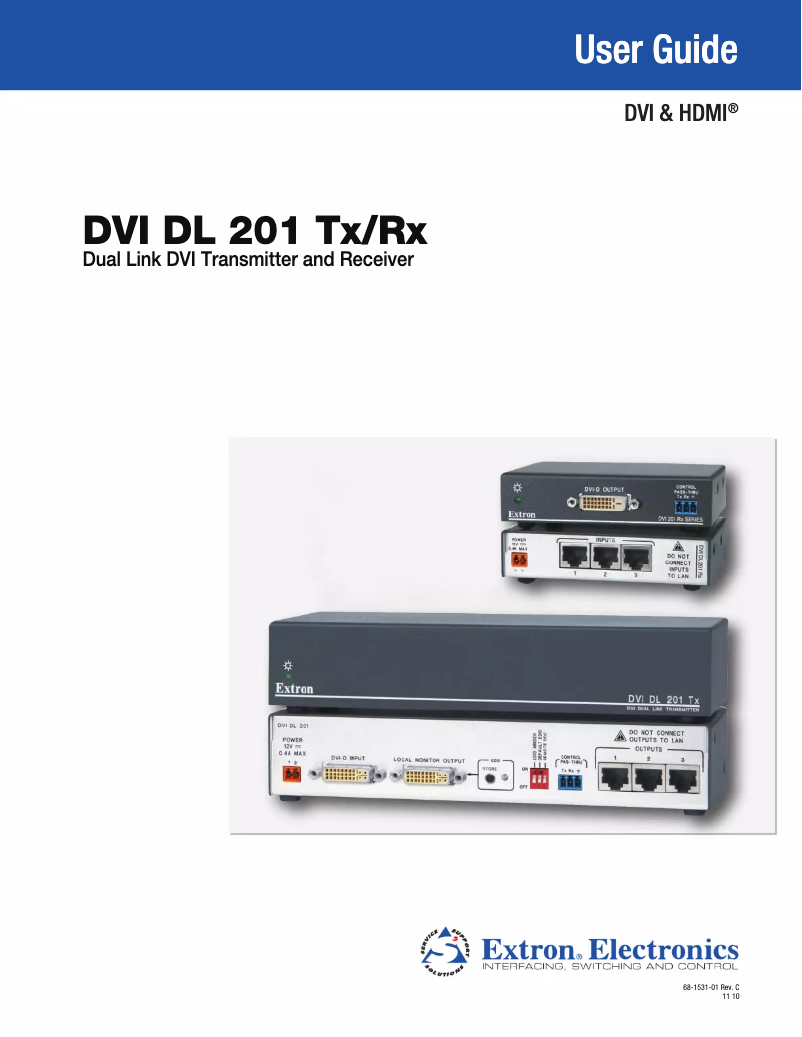 Page n°1 - Manuel utilisateur Extron DVI DL 201 Tx