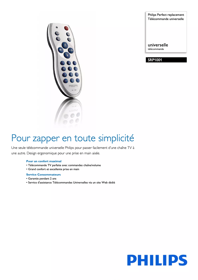 Image de la première page du manuel de l'appareil SRP1001