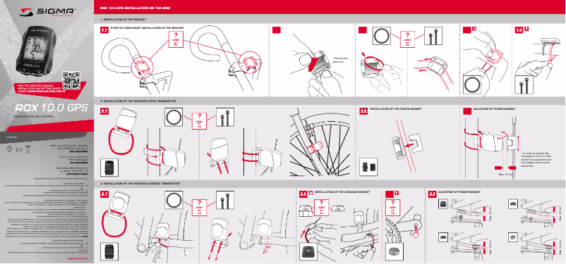 Page 1 de la notice Guide d'installation Sigma ROX 10.0 GPS