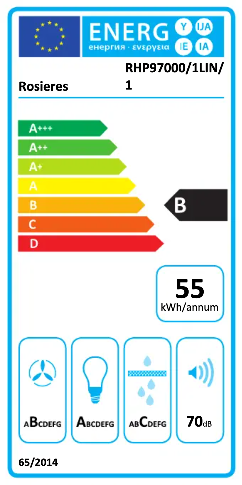 Page 1 de la notice Label énergétique Rosieres RHP97000/1LIN/1