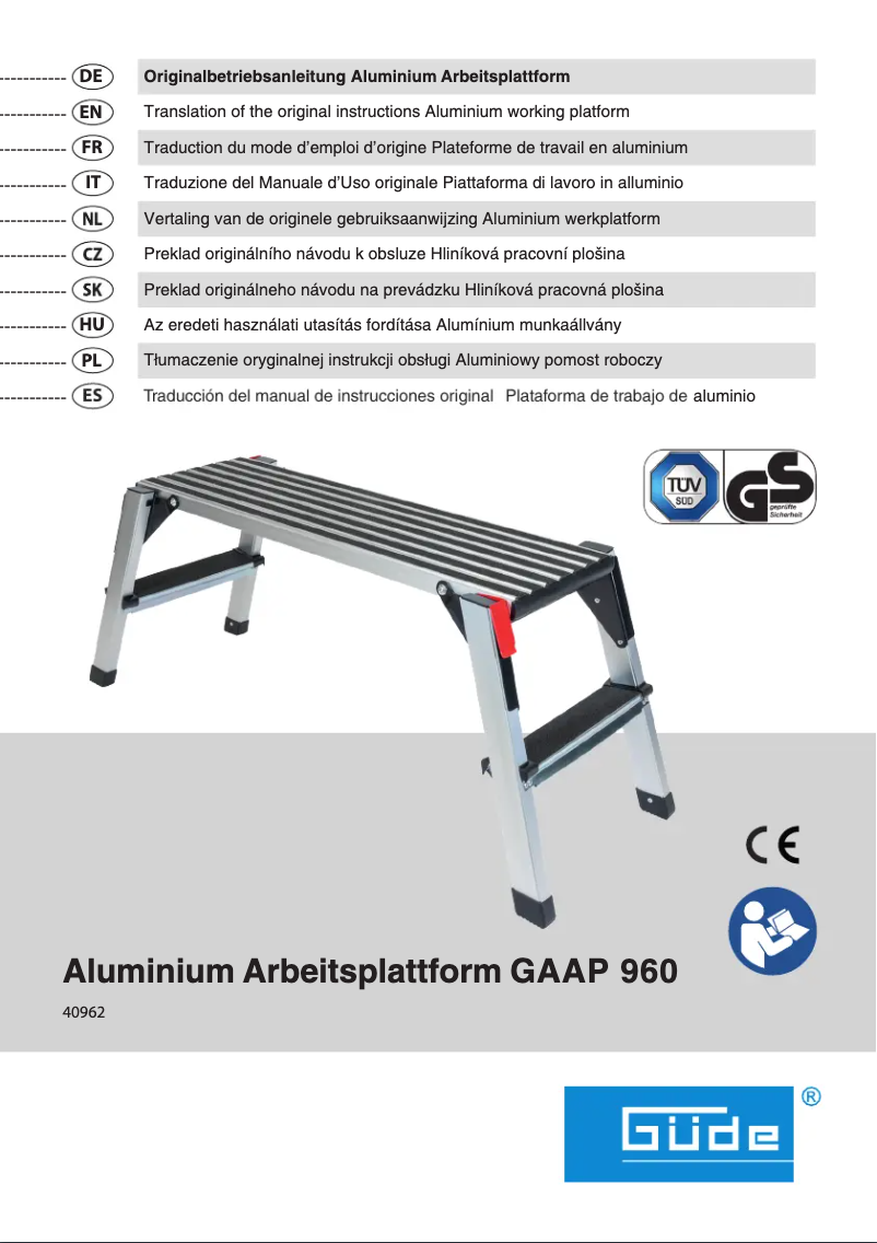 Image de la première page du manuel de l'appareil GAAP 960