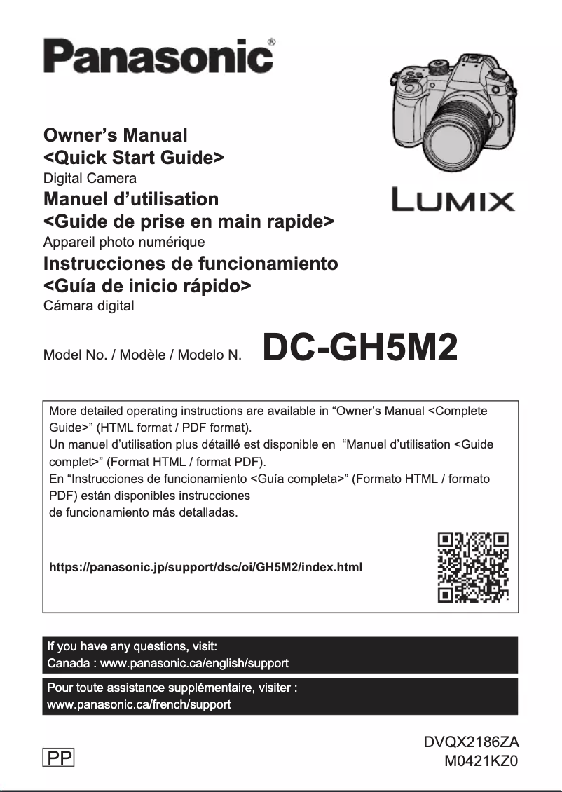 Image de la première page du manuel de l'appareil Lumix DC-GH5M2
