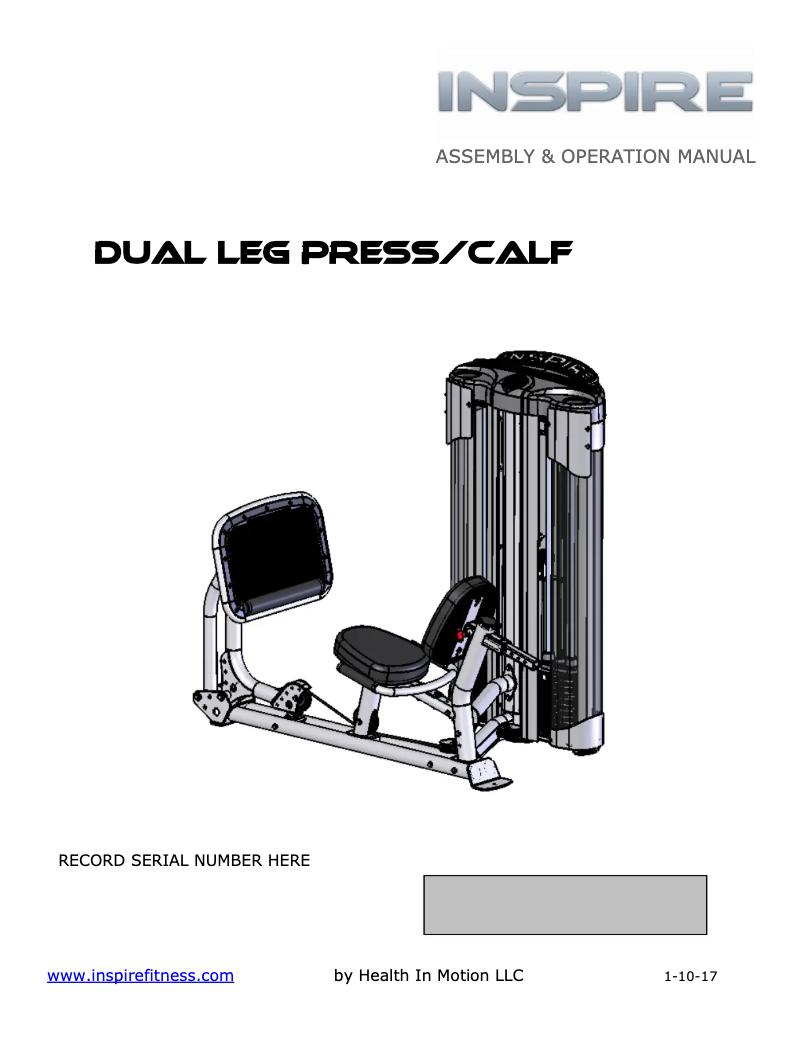 Página 1 del manual Manual de usuario Inspire Dual Leg Press/Calf