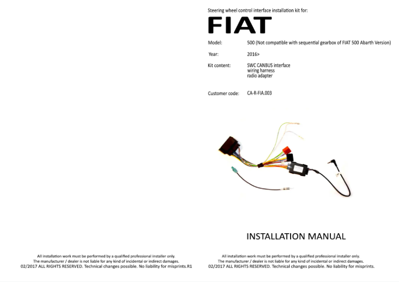 Page n°1 - Manuel utilisateur Pioneer CA-R-FIA.003