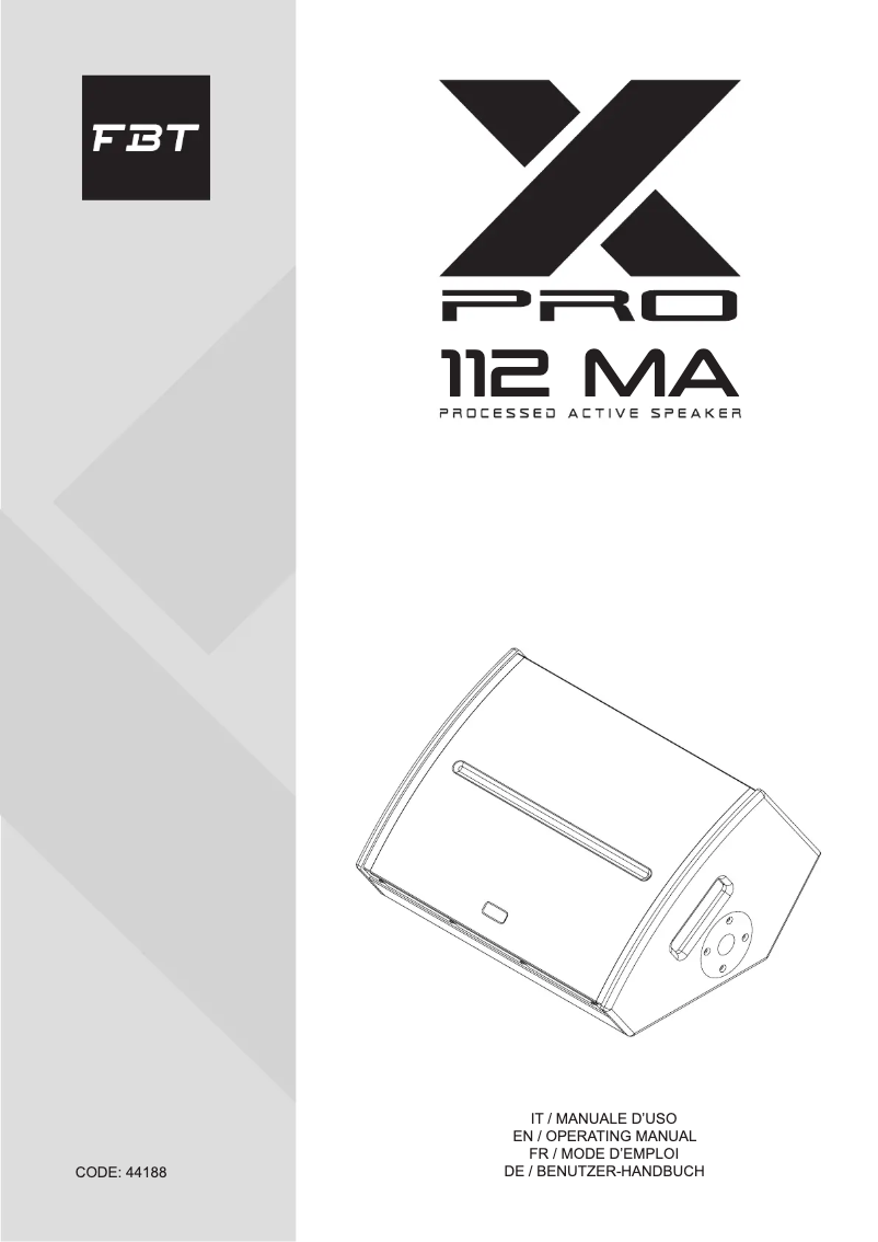 Page n°1 - Manuel utilisateur FBT X-PRO 112MA
