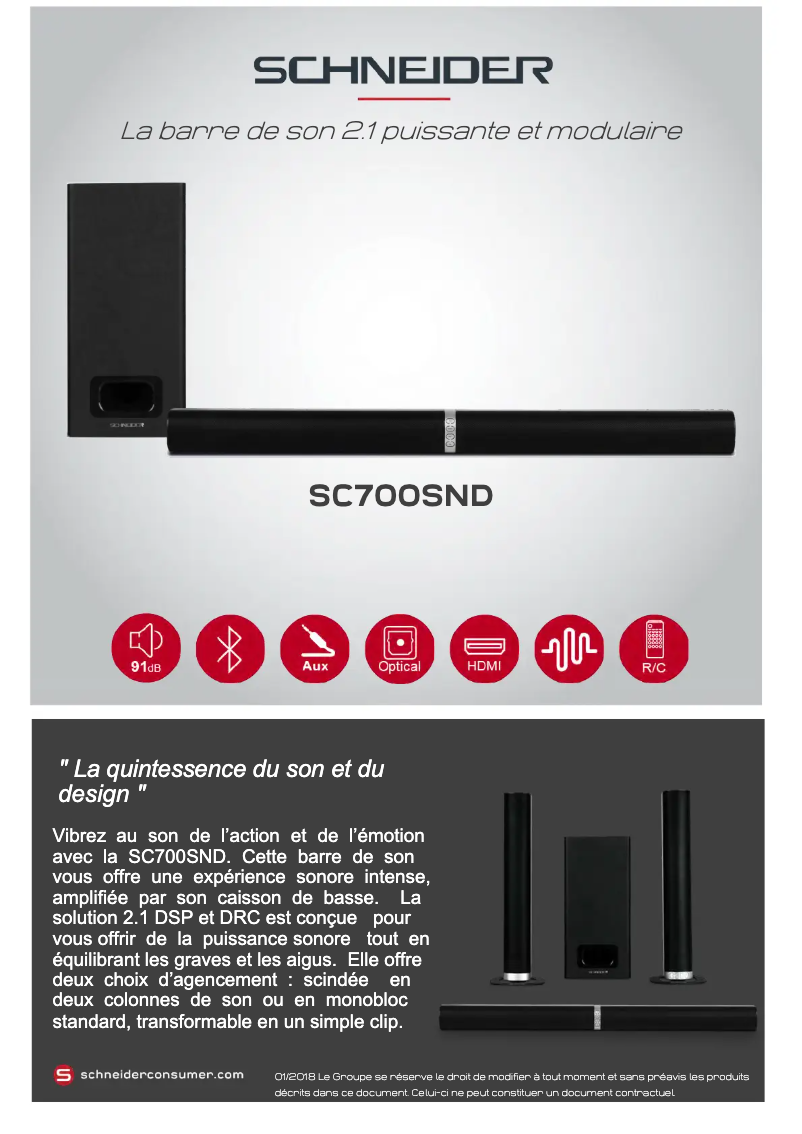 Page n°1 - Fiche technique Schneider SC700SND