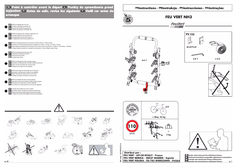 Page 1 de la notice Manuel utilisateur Feu Vert NH3