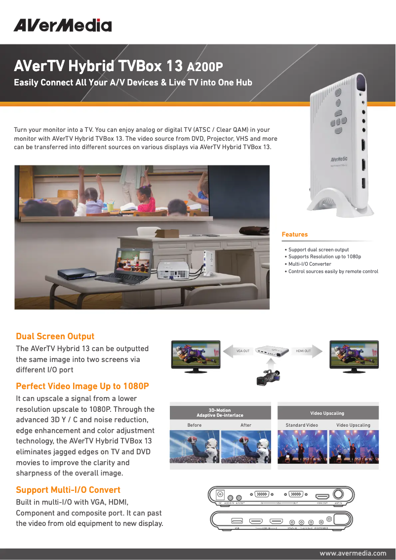 Page 1 de la notice Manuel utilisateur AVerMedia AVerTV Hybrid TVBox 13 A200P