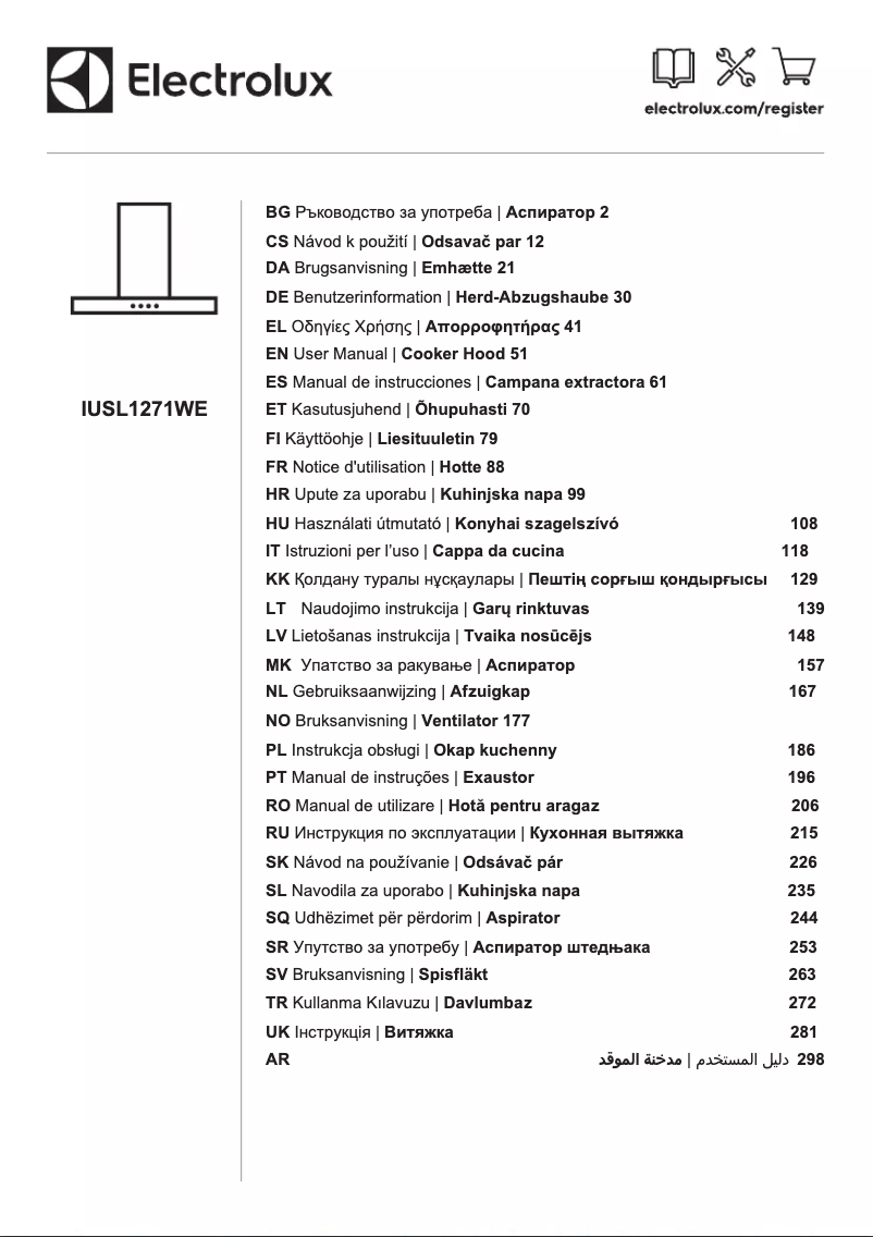 Page 1 de la notice Manuel utilisateur Electrolux IUSL1271WE
