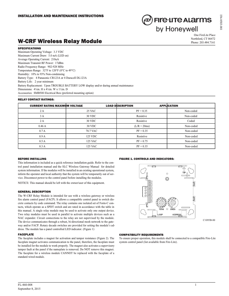 Página 1 del manual Manual de usuario Honeywell W-CRF