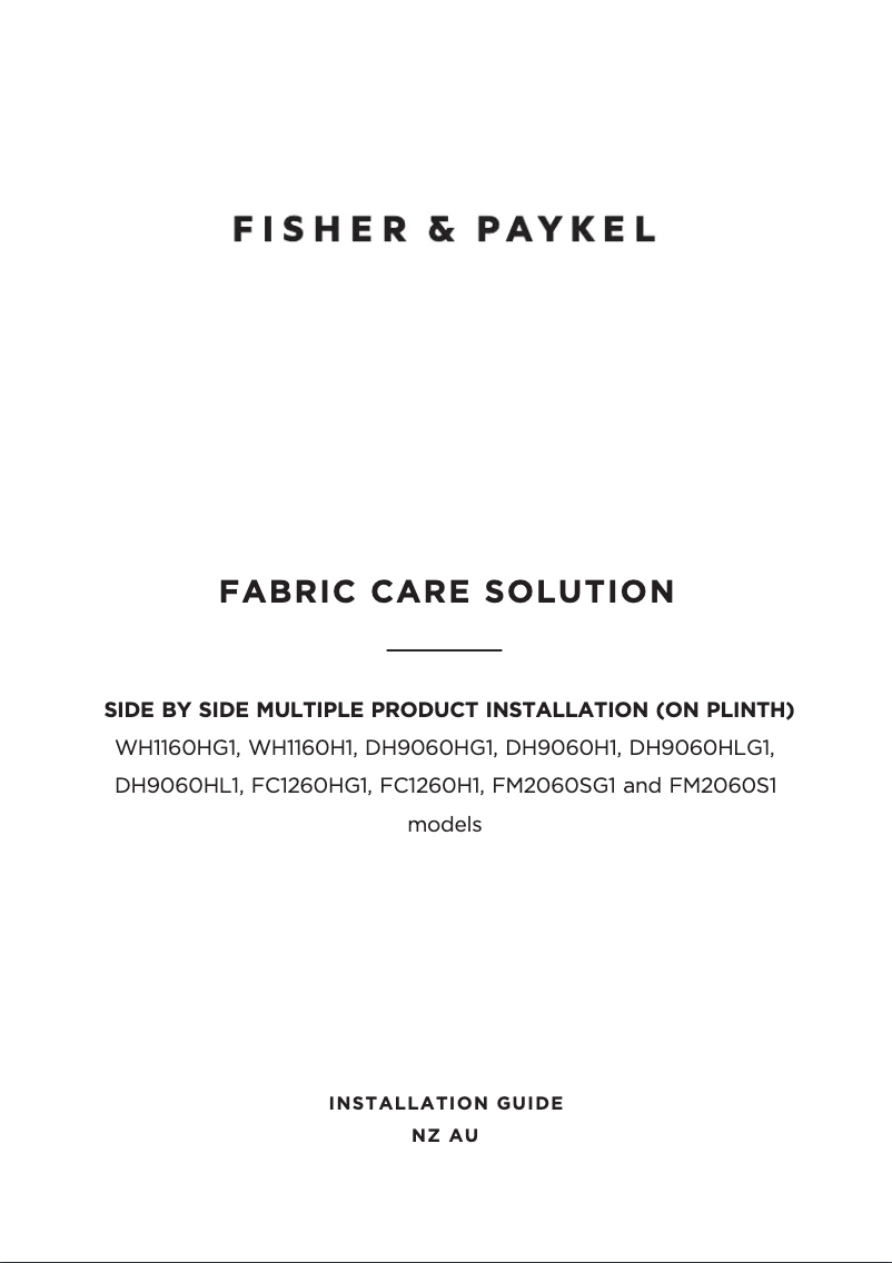 Page 1 de la notice Guide d'installation Fisher & Paykel FC1260H1