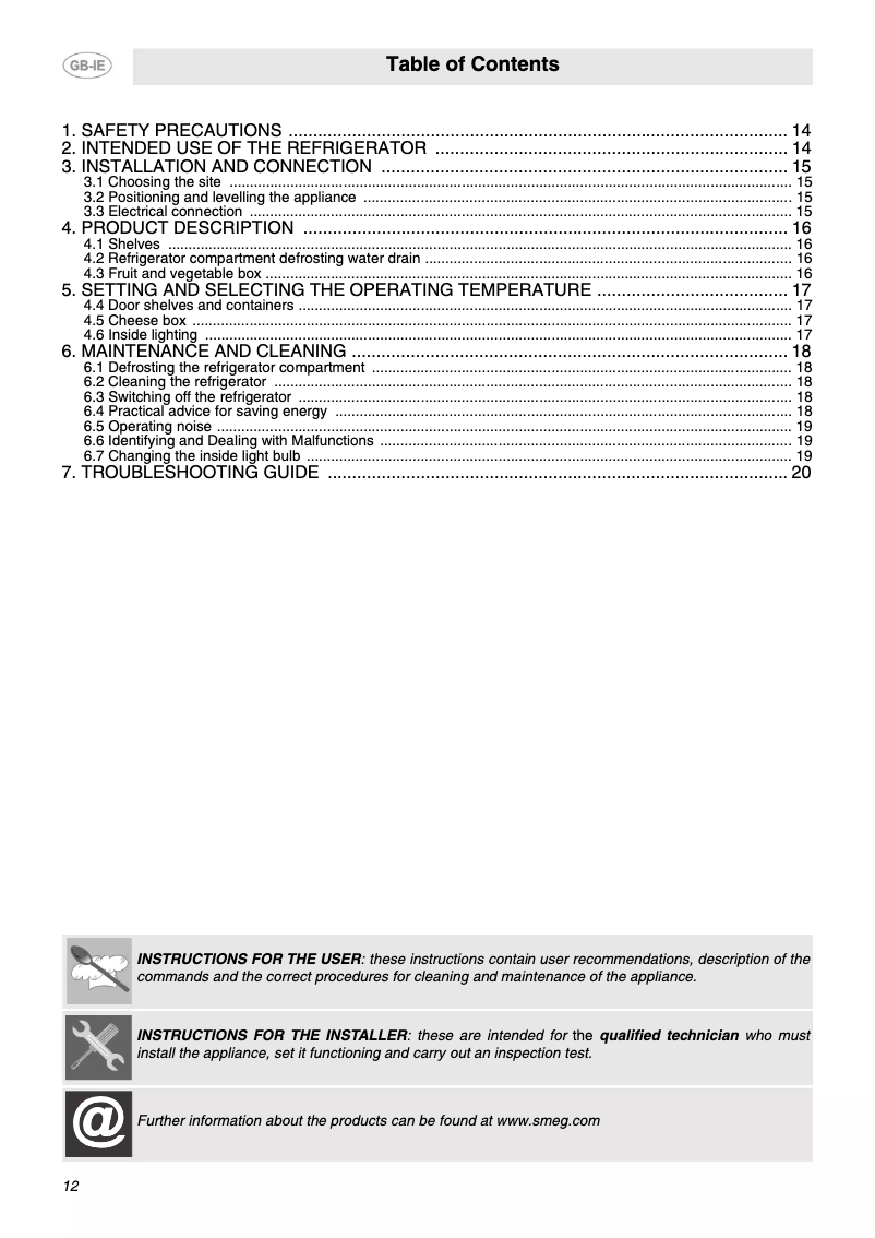 Page n°1 - Manuel utilisateur Smeg FAB10HLR