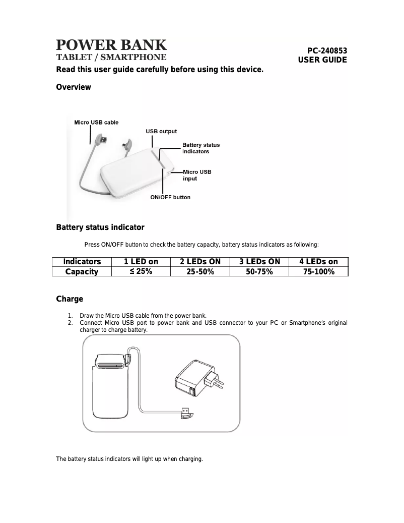 Page 1 de la notice Manuel utilisateur Perfect Choice PC-240853