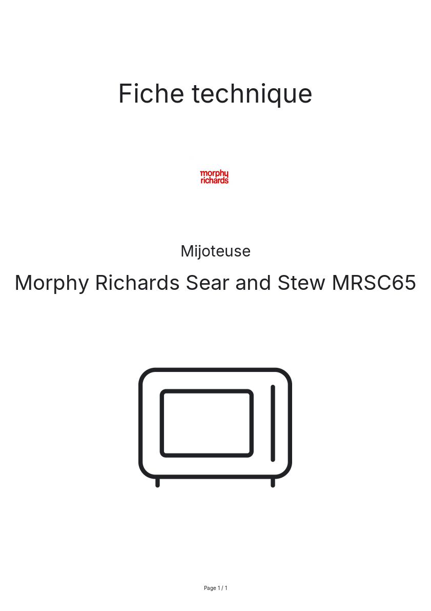 Image de la première page du manuel de l'appareil Sear and Stew MRSC65