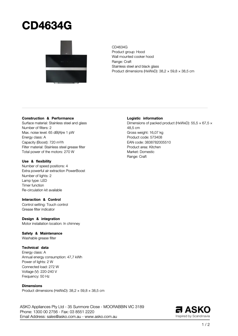 Image de la première page du manuel de l'appareil CD4634G