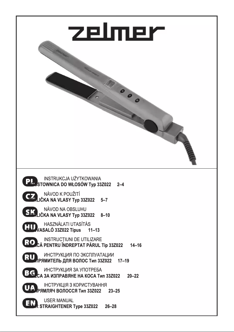 Page 1 de la notice Manuel utilisateur Zelmer 33Z022