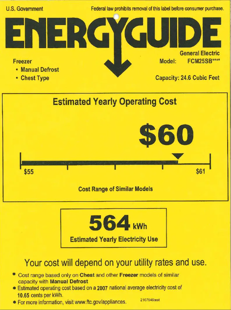 Page n°1 - Label énergétique GE FCM25SUWW