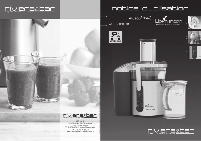 Page 1 de la notice Manuel utilisateur Riviera & Bar PR785A