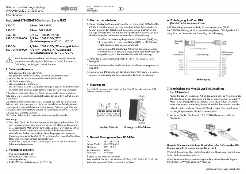 Image de la première page du manuel de l'appareil 852-101