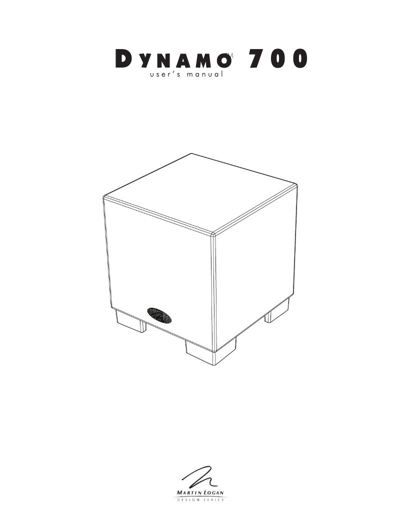 Page n°1 - Manuel utilisateur Martin Logan Dynamo 700