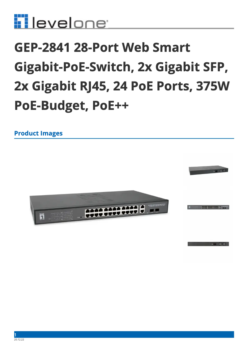 Page n°1 - Fiche technique LevelOne GEP-2841