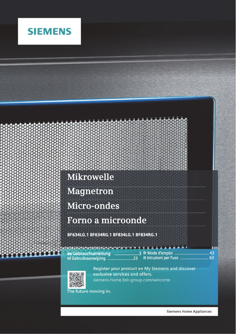 Page n°1 - Manuel utilisateur Siemens BF634RGS1